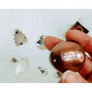 Jewlry LOT silver tone 6 pieces Football Helmet Motor Cycles Pendant Hope Stone